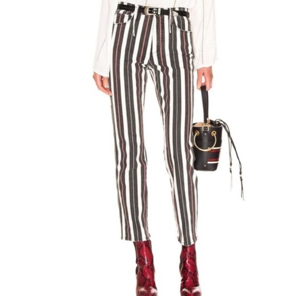 Frame Denim Le Sylvie Striped High Rise Jeans - Picture 1 of 16
